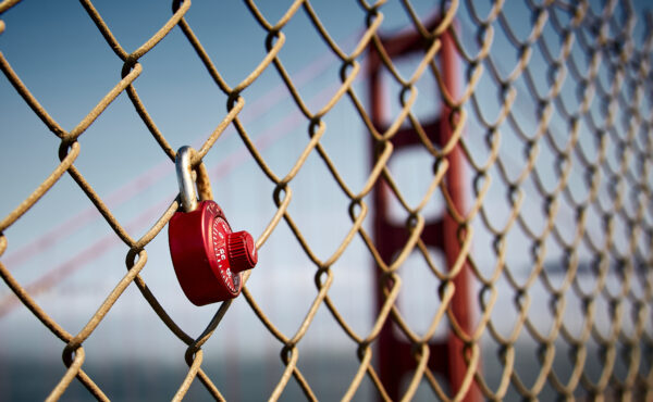 Padlocked fence on building site
