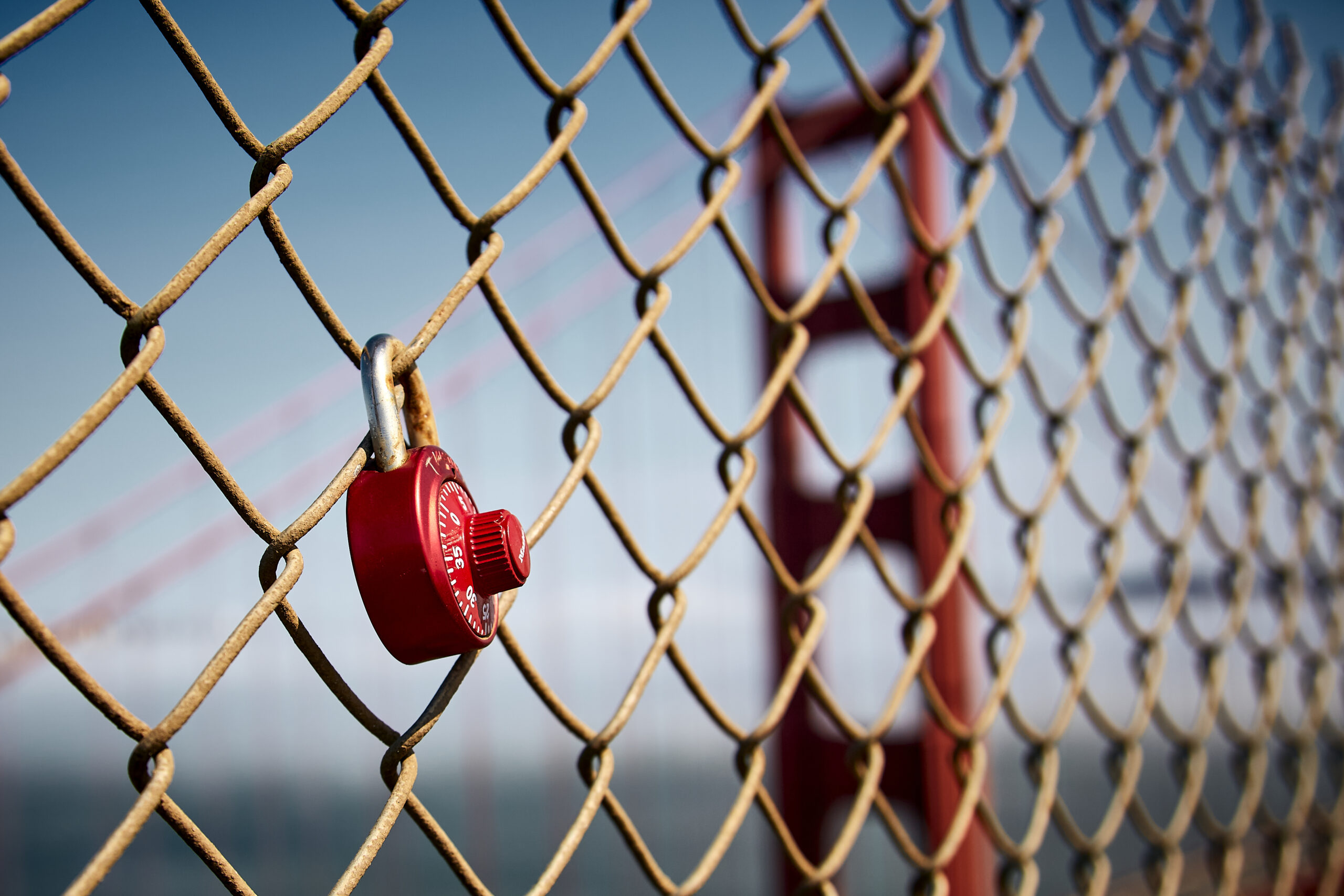 Padlocked fence on building site